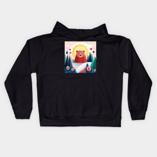 Cute Mountain Bear in Forest Kids Hoodie